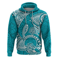 Polynesian Pride Hawaii Hoodie Hawaiian Tribal Honu Turquoise Version - Wonder Print Shop
