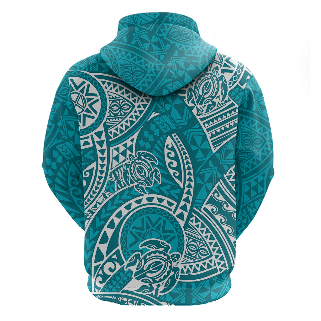 Polynesian Pride Hawaii Hoodie Hawaiian Tribal Honu Turquoise Version - Wonder Print Shop