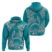 Polynesian Pride Hawaii Hoodie Hawaiian Tribal Honu Turquoise Version - Wonder Print Shop