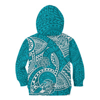 Polynesian Pride Hawaii Kid Hoodie Hawaiian Tribal Honu Turquoise Version - Wonder Print Shop