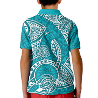 Polynesian Pride Hawaii Kid Polo Shirt Hawaiian Tribal Honu Turquoise Version - Wonder Print Shop