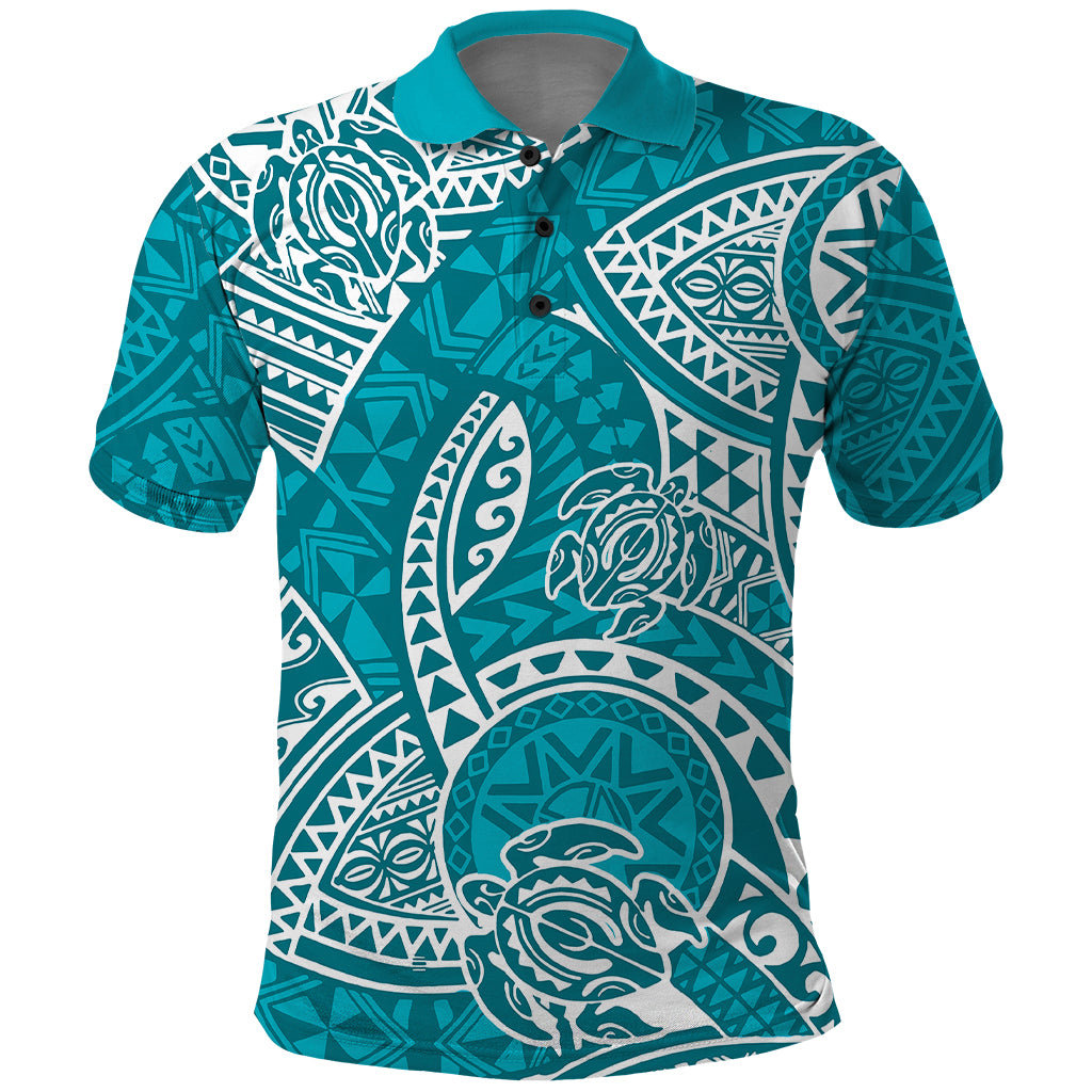 Polynesian Pride Hawaii Polo Shirt Hawaiian Tribal Honu Turquoise Version - Wonder Print Shop