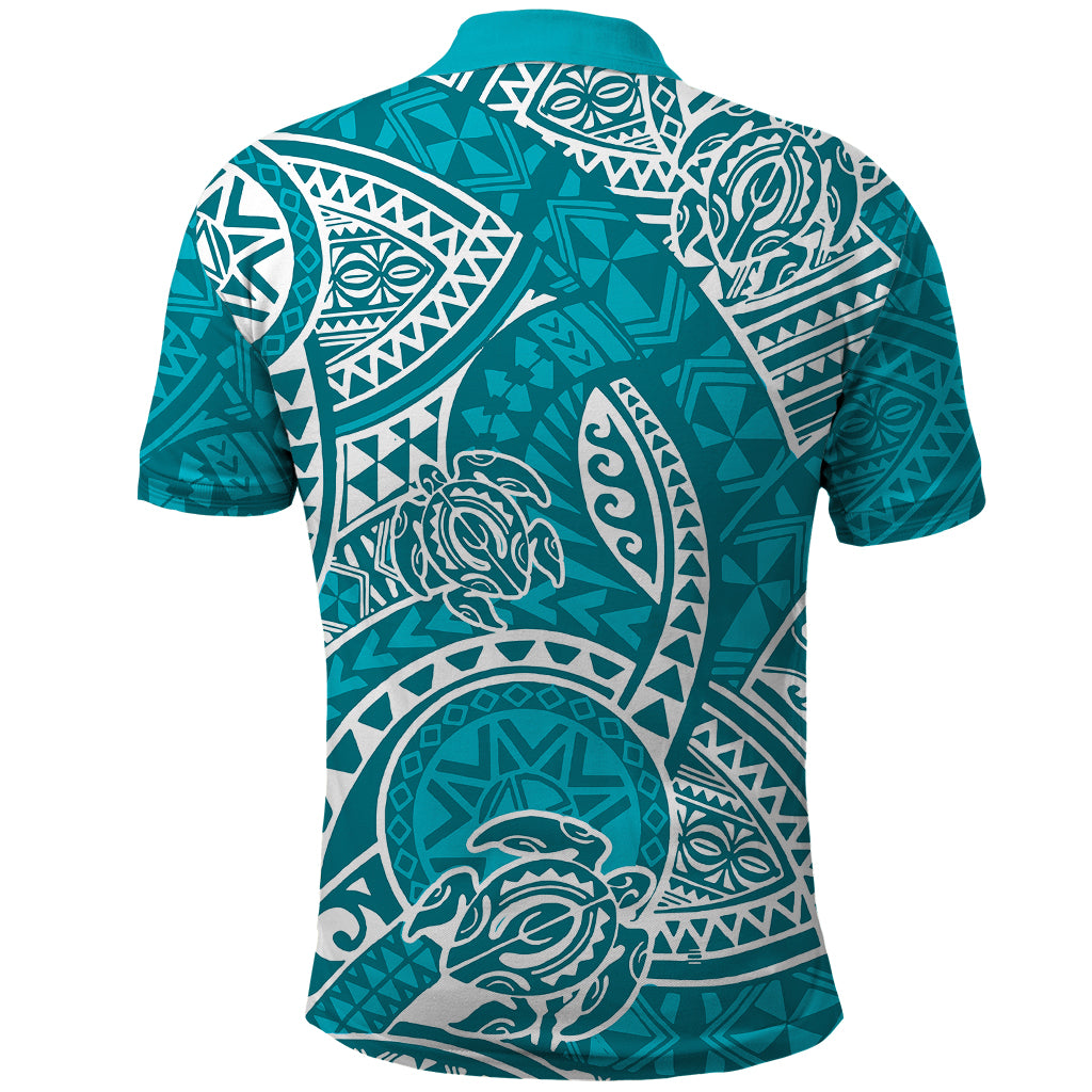 Polynesian Pride Hawaii Polo Shirt Hawaiian Tribal Honu Turquoise Version - Wonder Print Shop