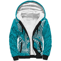Polynesian Pride Hawaii Sherpa Hoodie Hawaiian Tribal Honu Turquoise Version - Wonder Print Shop