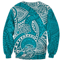 Polynesian Pride Hawaii Sweatshirt Hawaiian Tribal Honu Turquoise Version - Wonder Print Shop