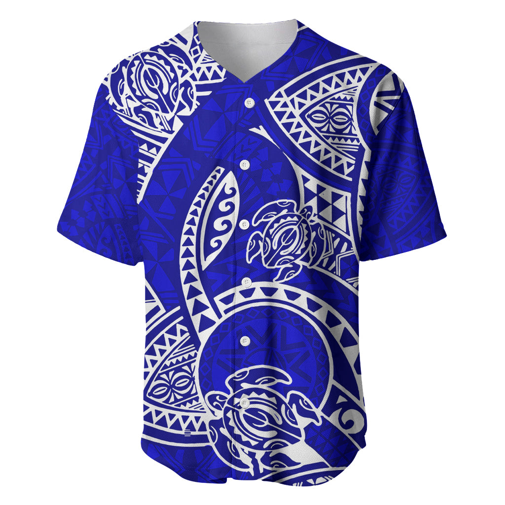 Polynesian Pride Hawaii Baseball Jersey Hawaiian Tribal Honu Blue Version - Wonder Print Shop