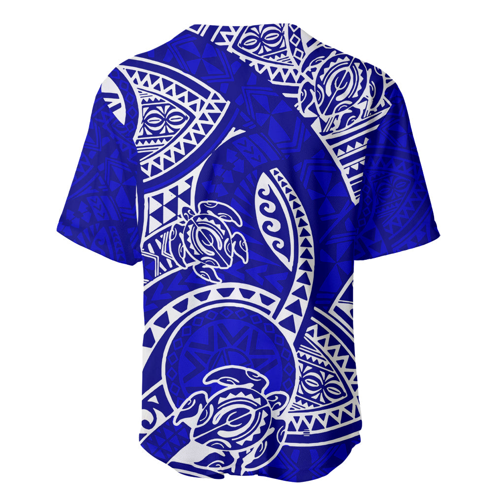 Polynesian Pride Hawaii Baseball Jersey Hawaiian Tribal Honu Blue Version - Wonder Print Shop