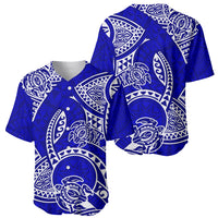 Polynesian Pride Hawaii Baseball Jersey Hawaiian Tribal Honu Blue Version - Wonder Print Shop