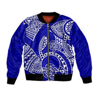 Polynesian Pride Hawaii Bomber Jacket Hawaiian Tribal Honu Blue Version - Wonder Print Shop