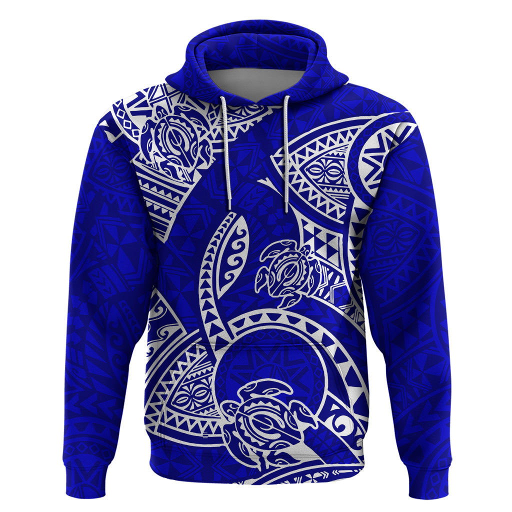 Polynesian Pride Hawaii Hoodie Hawaiian Tribal Honu Blue Version - Wonder Print Shop