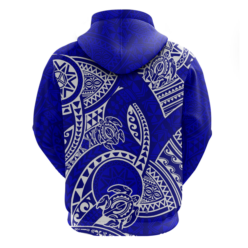 Polynesian Pride Hawaii Hoodie Hawaiian Tribal Honu Blue Version - Wonder Print Shop