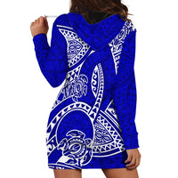 Polynesian Pride Hawaii Hoodie Dress Hawaiian Tribal Honu Blue Version - Wonder Print Shop