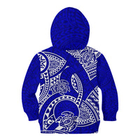 Polynesian Pride Hawaii Kid Hoodie Hawaiian Tribal Honu Blue Version - Wonder Print Shop