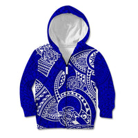 Polynesian Pride Hawaii Kid Hoodie Hawaiian Tribal Honu Blue Version - Wonder Print Shop
