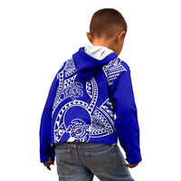 Polynesian Pride Hawaii Kid Hoodie Hawaiian Tribal Honu Blue Version - Wonder Print Shop