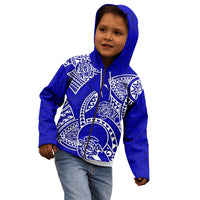 Polynesian Pride Hawaii Kid Hoodie Hawaiian Tribal Honu Blue Version - Wonder Print Shop