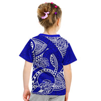 Polynesian Pride Hawaii Kid T Shirt Hawaiian Tribal Honu Blue Version - Wonder Print Shop