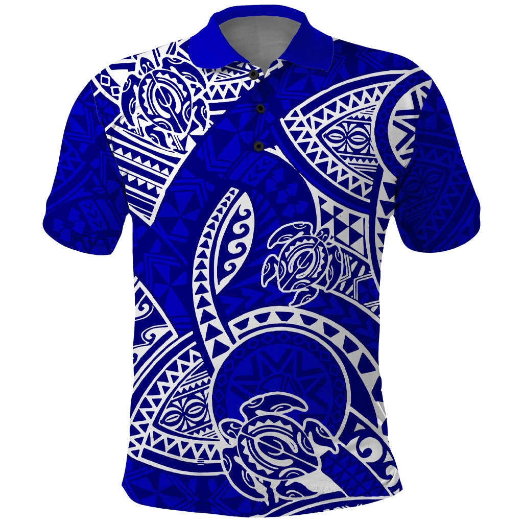 Polynesian Pride Hawaii Polo Shirt Hawaiian Tribal Honu Blue Version - Wonder Print Shop