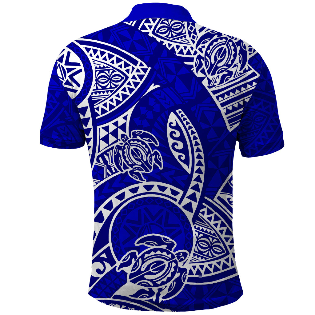 Polynesian Pride Hawaii Polo Shirt Hawaiian Tribal Honu Blue Version - Wonder Print Shop