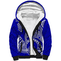 Polynesian Pride Hawaii Sherpa Hoodie Hawaiian Tribal Honu Blue Version - Wonder Print Shop