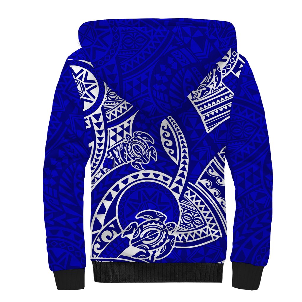 Polynesian Pride Hawaii Sherpa Hoodie Hawaiian Tribal Honu Blue Version - Wonder Print Shop