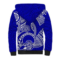 Polynesian Pride Hawaii Sherpa Hoodie Hawaiian Tribal Honu Blue Version - Wonder Print Shop