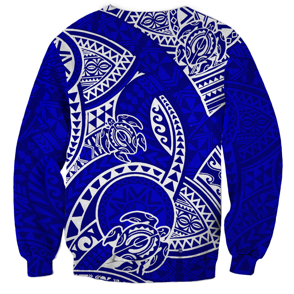 Polynesian Pride Hawaii Sweatshirt Hawaiian Tribal Honu Blue Version - Wonder Print Shop
