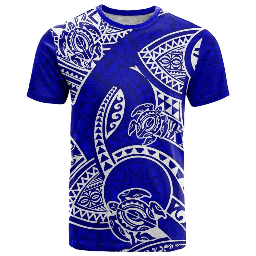Polynesian Pride Hawaii T Shirt Hawaiian Tribal Honu Blue Version - Wonder Print Shop