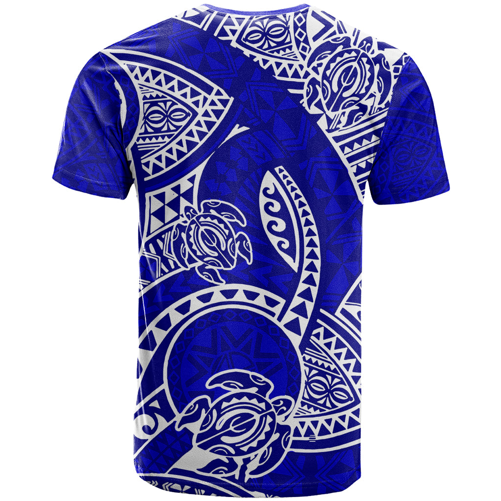 Polynesian Pride Hawaii T Shirt Hawaiian Tribal Honu Blue Version - Wonder Print Shop