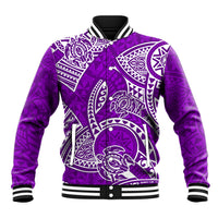 Polynesian Pride Hawaii Baseball Jacket Hawaiian Tribal Honu Purple Version - Wonder Print Shop