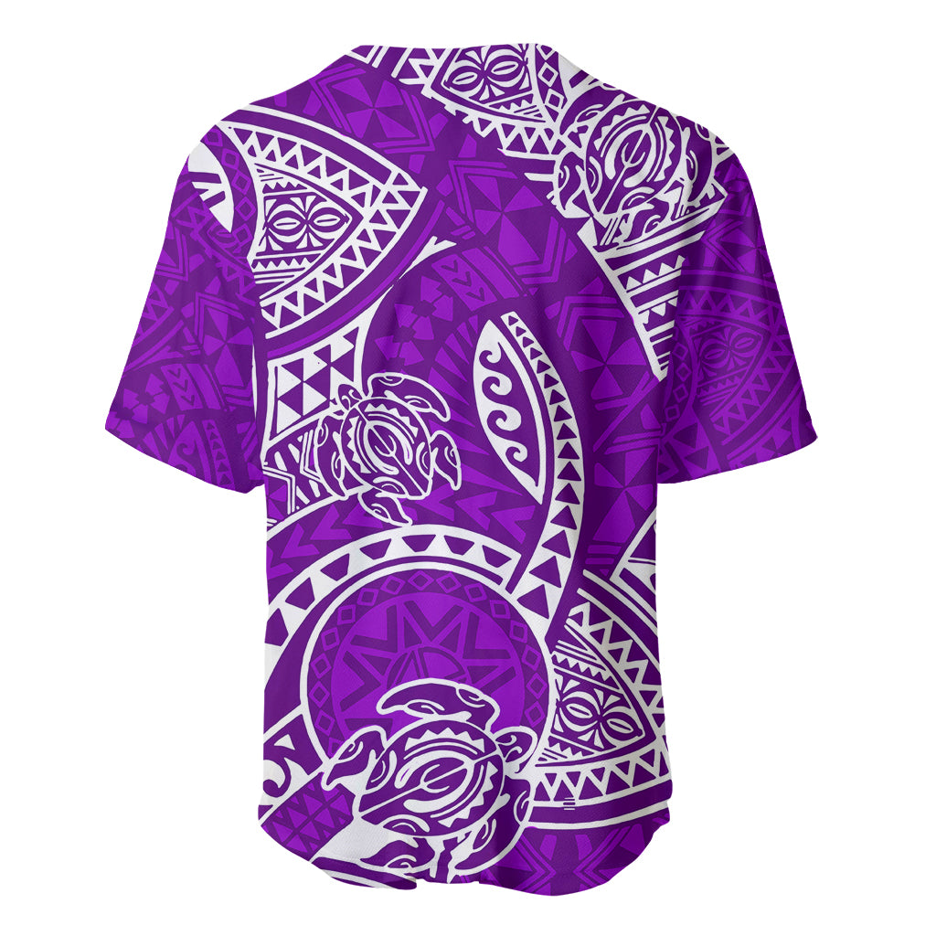 Polynesian Pride Hawaii Baseball Jersey Hawaiian Tribal Honu Purple Version - Wonder Print Shop