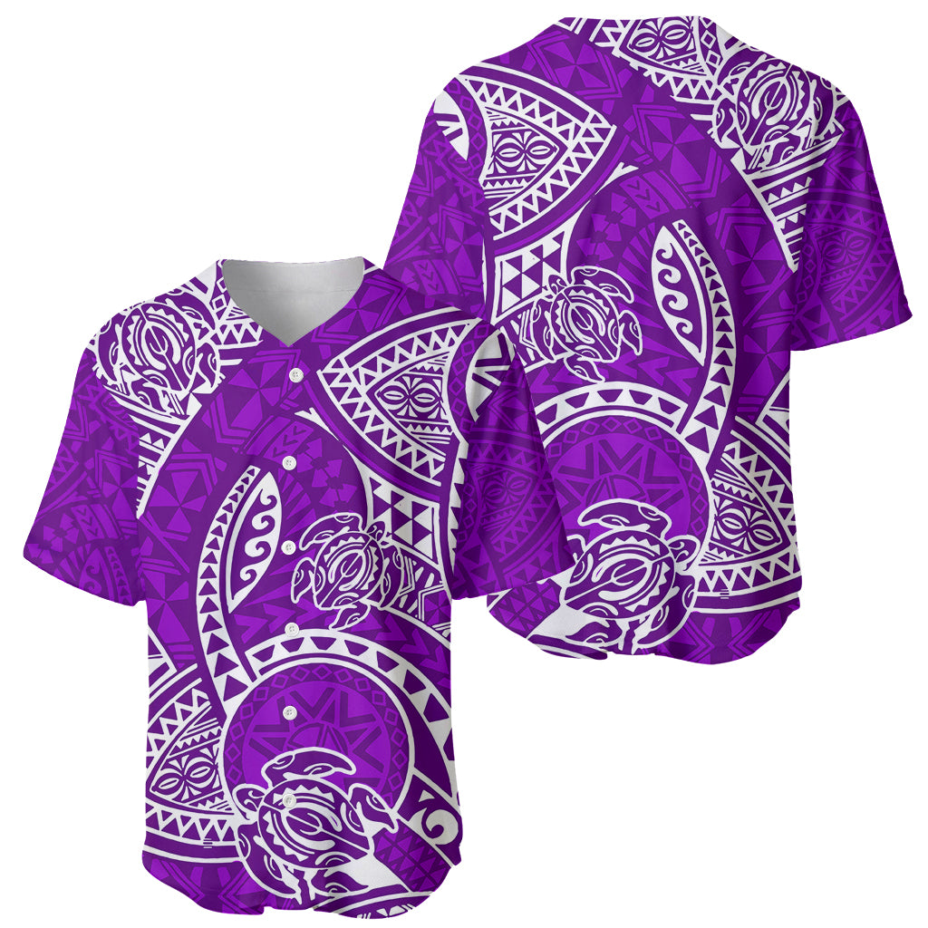 Polynesian Pride Hawaii Baseball Jersey Hawaiian Tribal Honu Purple Version - Wonder Print Shop