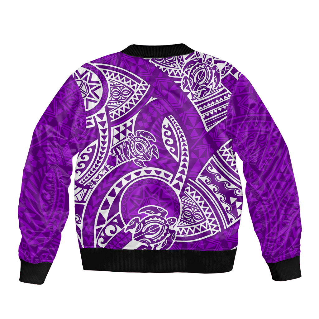 Polynesian Pride Hawaii Bomber Jacket Hawaiian Tribal Honu Purple Version - Wonder Print Shop