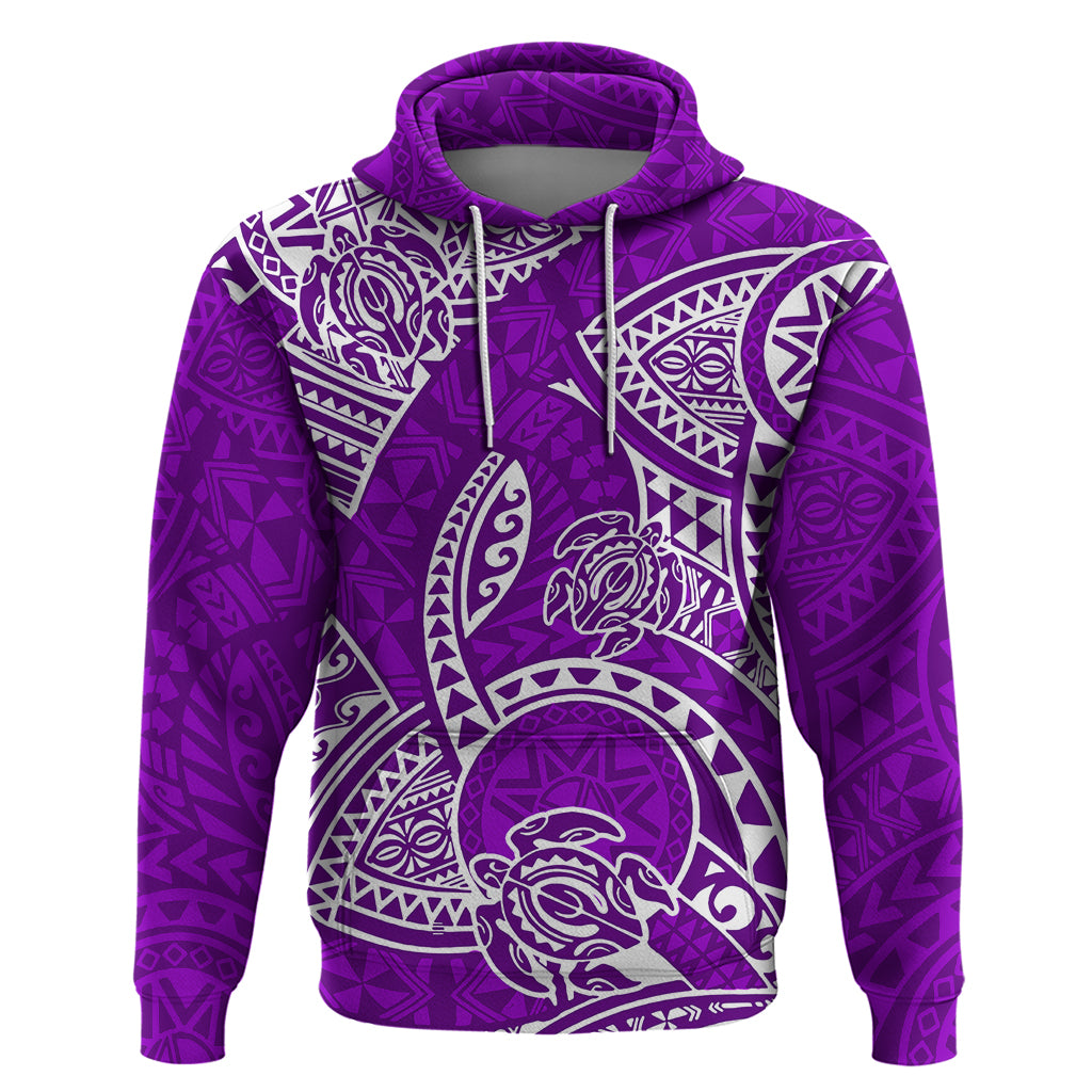 Polynesian Pride Hawaii Hoodie Hawaiian Tribal Honu Purple Version - Wonder Print Shop