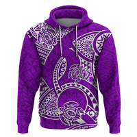 Polynesian Pride Hawaii Hoodie Hawaiian Tribal Honu Purple Version - Wonder Print Shop