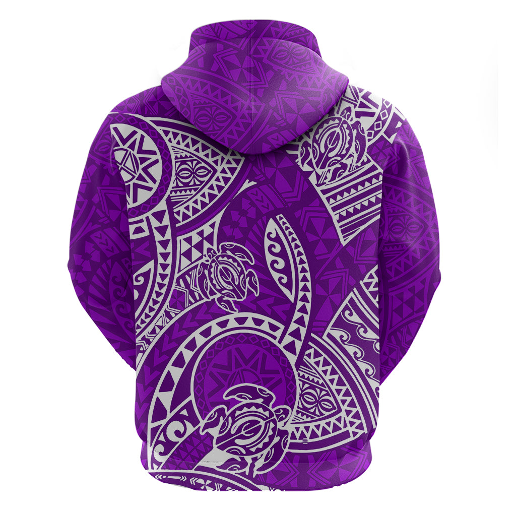 Polynesian Pride Hawaii Hoodie Hawaiian Tribal Honu Purple Version - Wonder Print Shop