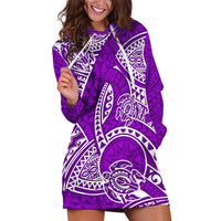 Polynesian Pride Hawaii Hoodie Dress Hawaiian Tribal Honu Purple Version - Wonder Print Shop