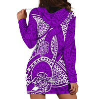 Polynesian Pride Hawaii Hoodie Dress Hawaiian Tribal Honu Purple Version - Wonder Print Shop