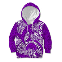 Polynesian Pride Hawaii Kid Hoodie Hawaiian Tribal Honu Purple Version - Wonder Print Shop