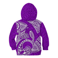Polynesian Pride Hawaii Kid Hoodie Hawaiian Tribal Honu Purple Version - Wonder Print Shop