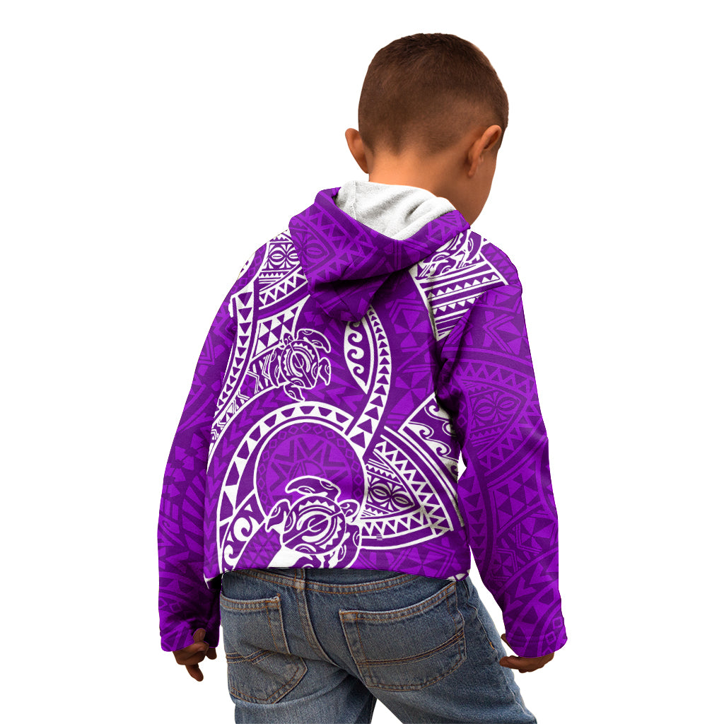Polynesian Pride Hawaii Kid Hoodie Hawaiian Tribal Honu Purple Version - Wonder Print Shop
