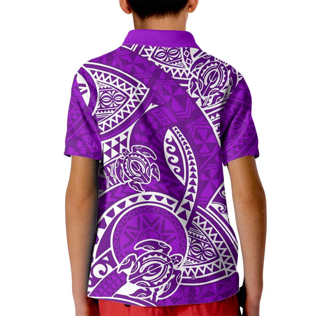 Polynesian Pride Hawaii Kid Polo Shirt Hawaiian Tribal Honu Purple Version - Wonder Print Shop