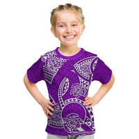 Polynesian Pride Hawaii Kid T Shirt Hawaiian Tribal Honu Purple Version - Wonder Print Shop