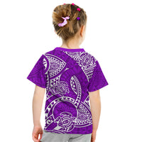 Polynesian Pride Hawaii Kid T Shirt Hawaiian Tribal Honu Purple Version - Wonder Print Shop