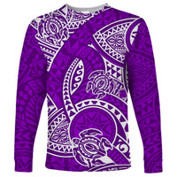 Polynesian Pride Hawaii Long Sleeve Shirt Hawaiian Tribal Honu Purple Version - Wonder Print Shop