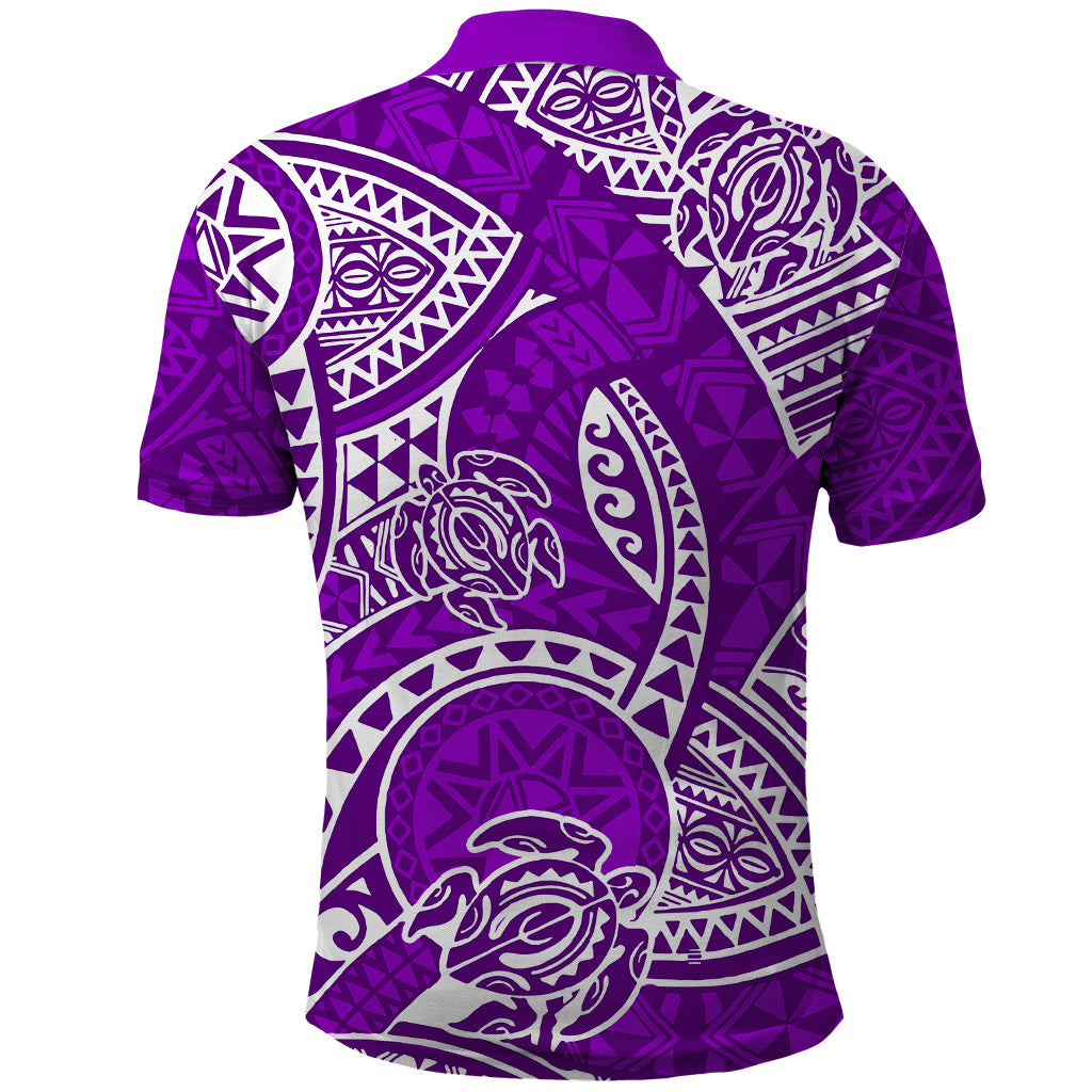 Polynesian Pride Hawaii Polo Shirt Hawaiian Tribal Honu Purple Version - Wonder Print Shop