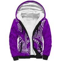 Polynesian Pride Hawaii Sherpa Hoodie Hawaiian Tribal Honu Purple Version - Wonder Print Shop