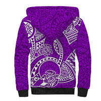 Polynesian Pride Hawaii Sherpa Hoodie Hawaiian Tribal Honu Purple Version - Wonder Print Shop