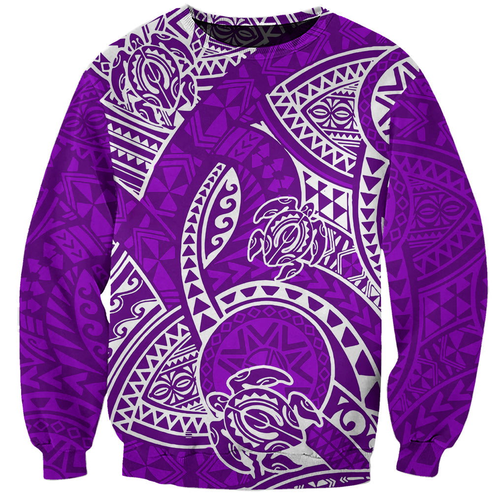 Polynesian Pride Hawaii Sweatshirt Hawaiian Tribal Honu Purple Version - Wonder Print Shop