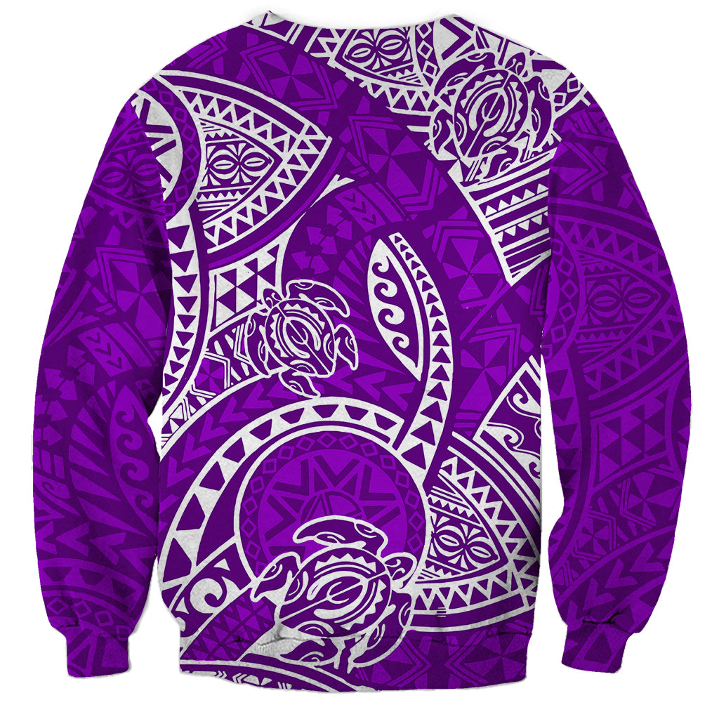 Polynesian Pride Hawaii Sweatshirt Hawaiian Tribal Honu Purple Version - Wonder Print Shop